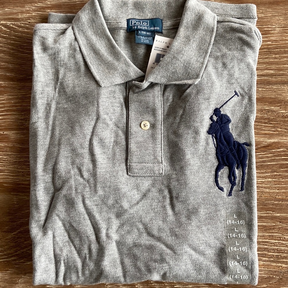 Polo Ralph Lauren Boys Polo Mesh Grey Size 14-16 NWT